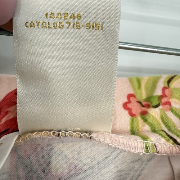 Christie Jill Asian Print Crop Pants Vintage size 6P Pink Stretch Cotton sateen - Picture 11 of 14